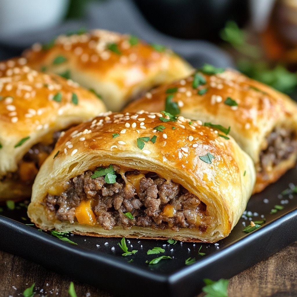 Les croissants à la viande hachée et au fromage