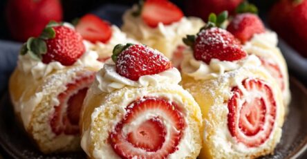 Recette : Les Petits Rouleaux de Gâteau au Fromage aux Fraises