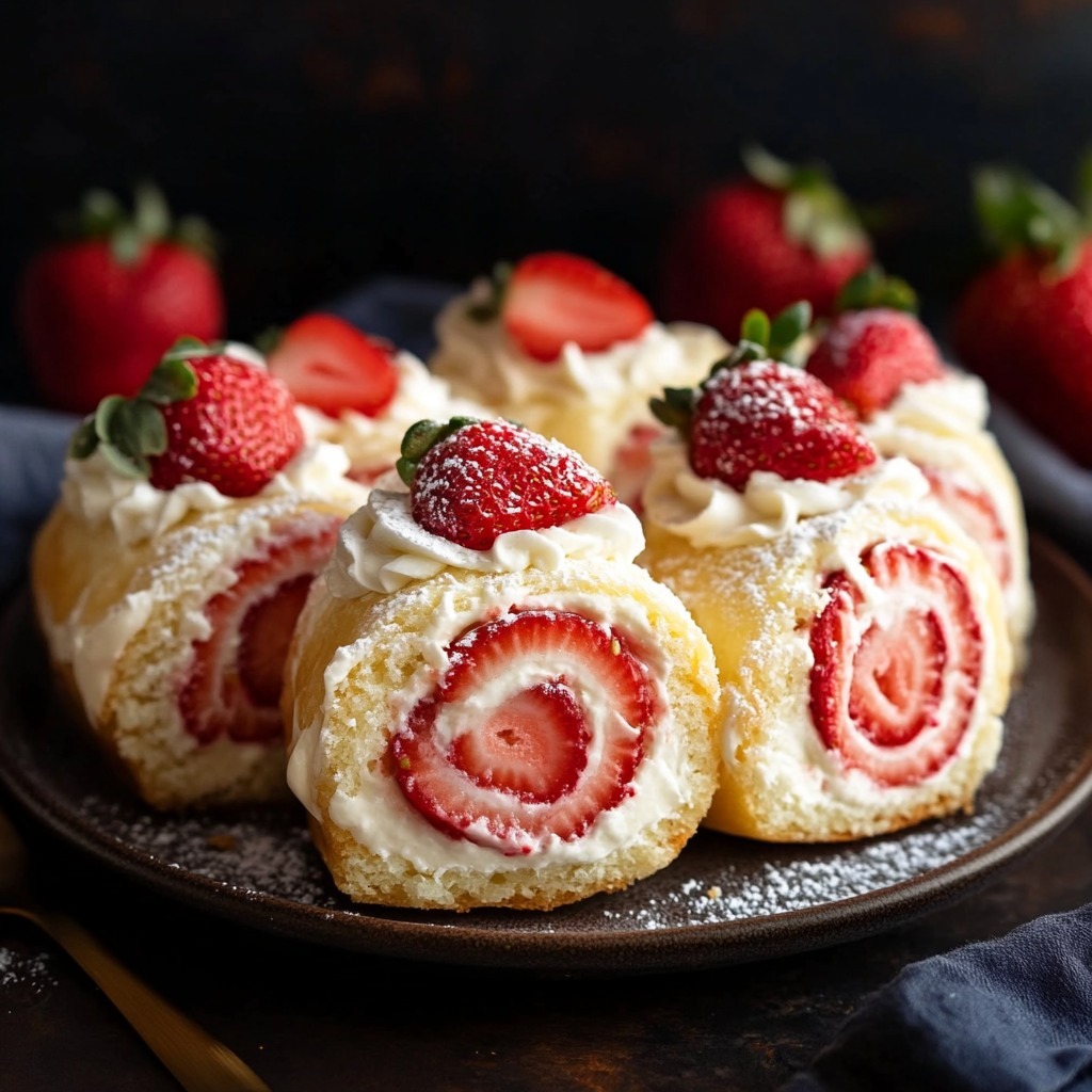 Recette : Les Petits Rouleaux de Gâteau au Fromage aux Fraises