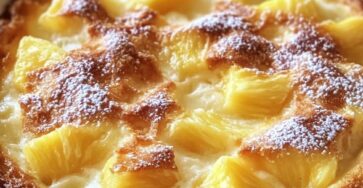 Clafoutis tropical à l'ananas et noix de coco, doré et moelleux