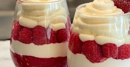 Verrine aux framboises et chocolat blanc