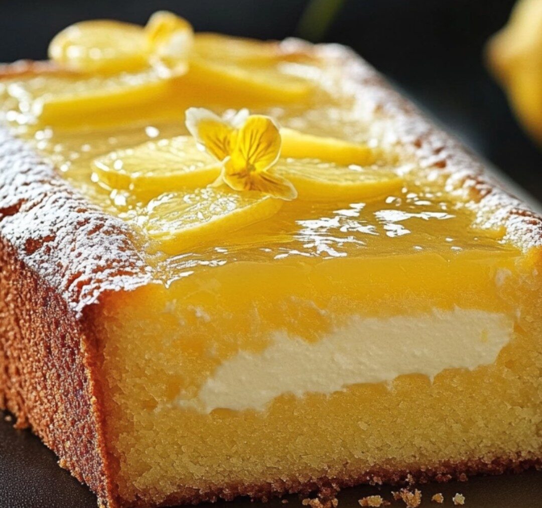 Gâteau moelleux au citron avec glaçage et zeste fraîchement râpé.