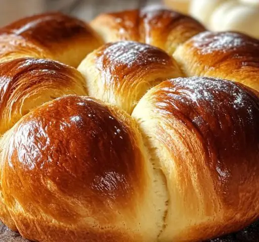 Brioche dorée et moelleuse, fraîchement sortie du four, prête à être dégustée