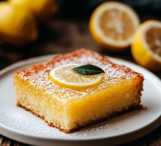 Gâteau moelleux au citron, doré et parfumé, prêt à être dégusté.