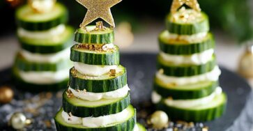 Sapins de concombre et fromage frais, apéritif festif pour Noël ou les fêtes