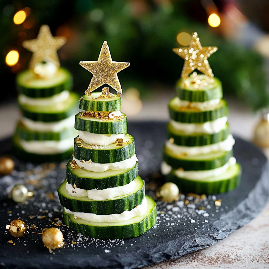 Sapins de concombre et fromage frais, apéritif festif pour Noël ou les fêtes