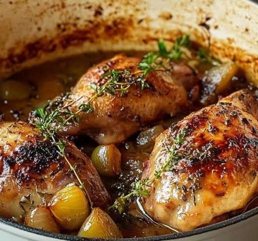 Lapin à la moutarde en cocotte avec sauce crémeuse