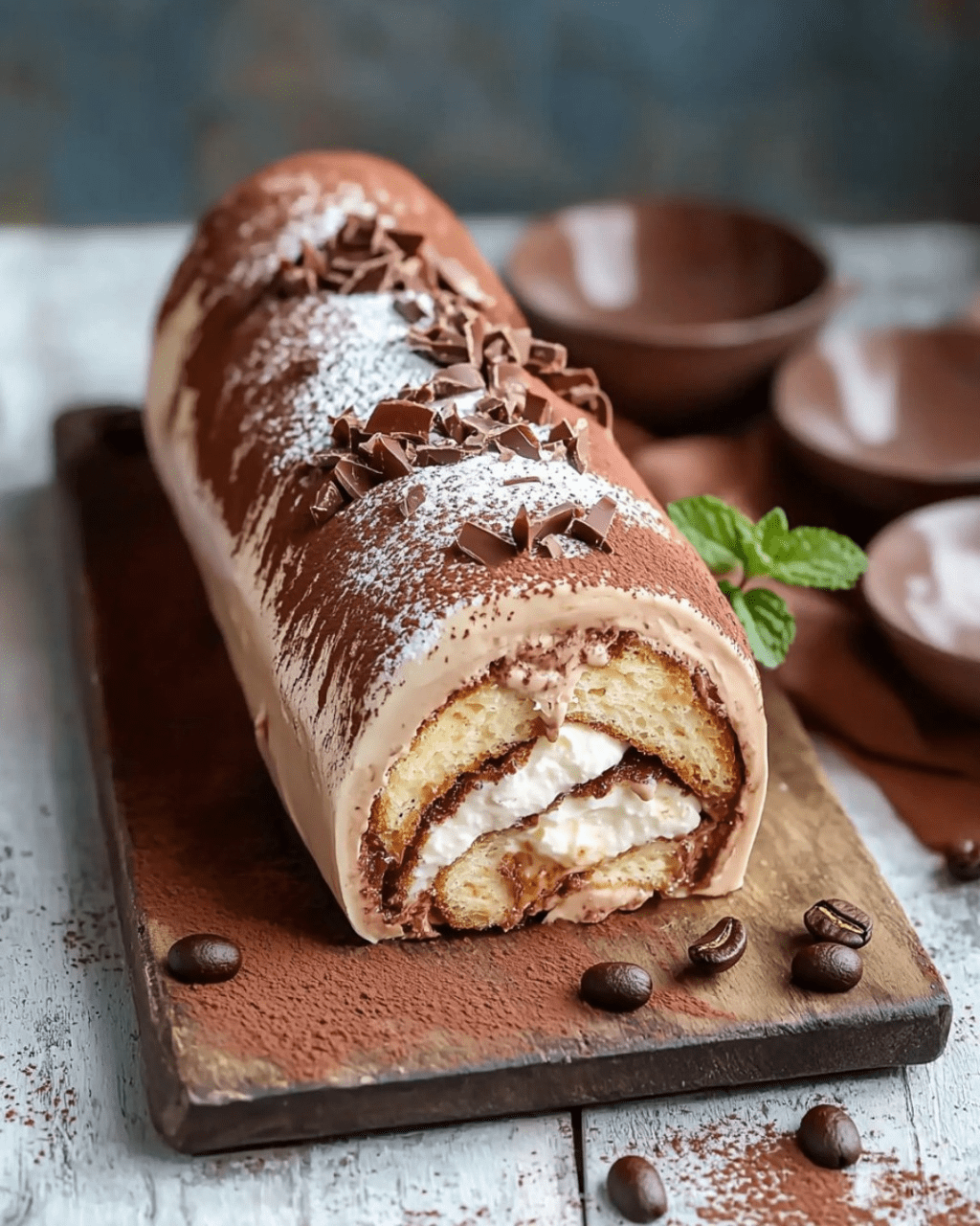 Bûche Tiramisu Classique, dessert de Noël élégant et festif