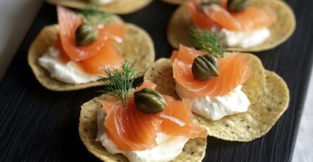 Canapés au saumon fumé et crème citronnée, apéritif raffiné pour Noël ou toute autre occasion festive