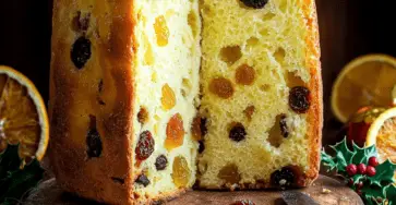 Panettone Italien Authentique, dessert traditionnel aux fruits confits pour les fêtes.