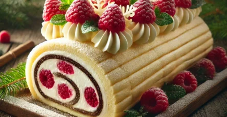 Recette : Bûche de Noël au Chocolat Blanc et Framboises