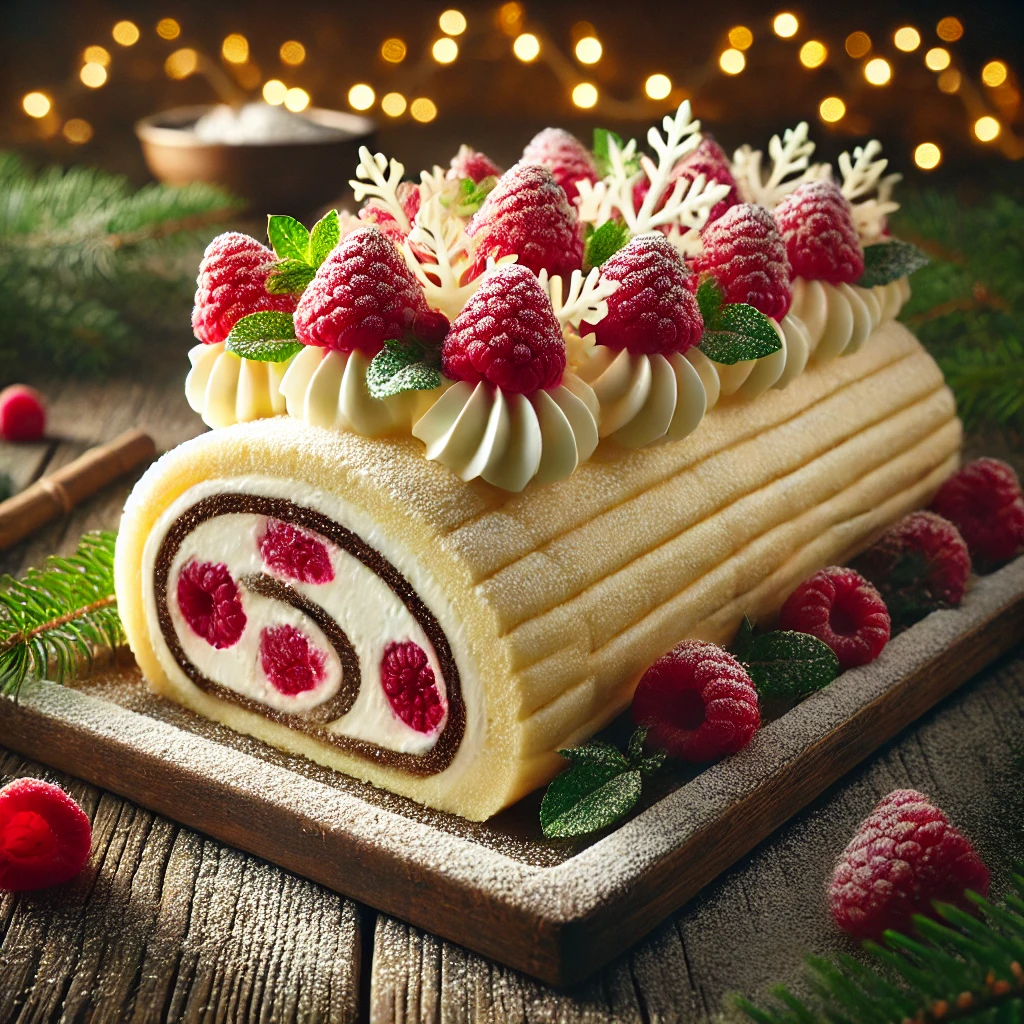 Recette : Bûche de Noël au Chocolat Blanc et Framboises