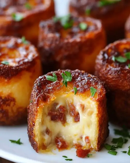 Cannelés salés au chorizo et tomme de brebis dorés, servies sur une assiette élégante avec une décoration d'herbes fraîches.