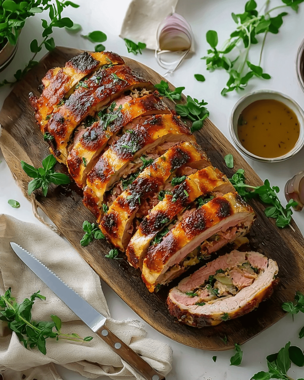 Rouelle de porc marinée et cuite à l'Airfryer, avec pommes de terre et herbes aromatiques