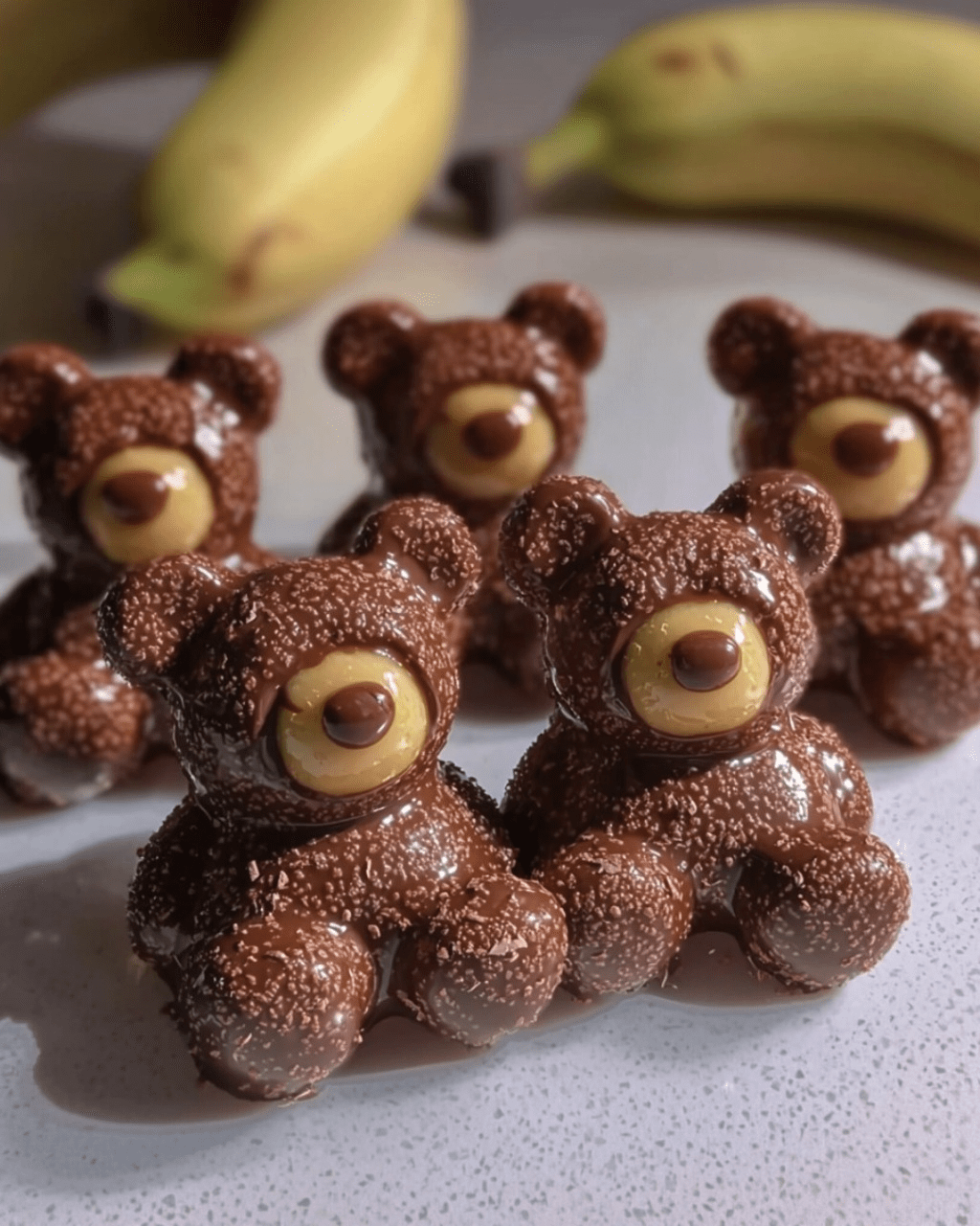 Moelleux en forme d’oursons à la banane et chocolat, parfaits pour un goûter gourmand