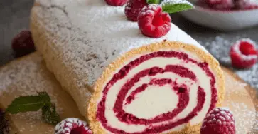 Bûche au mascarpone et framboises