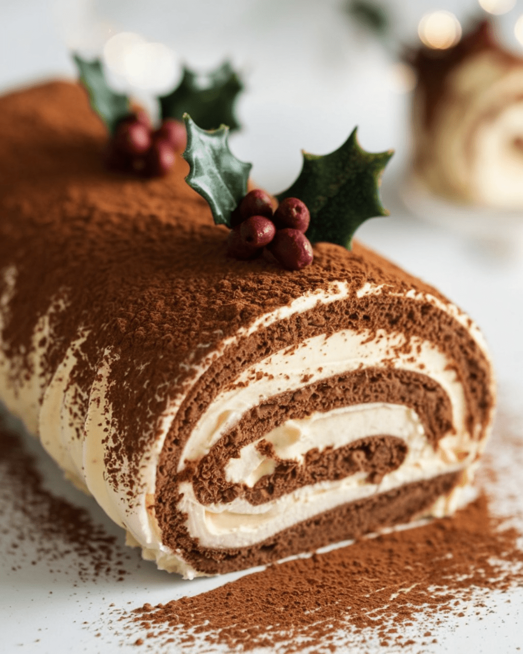 Bûche tiramisu onctueuse avec cacao et mascarpone