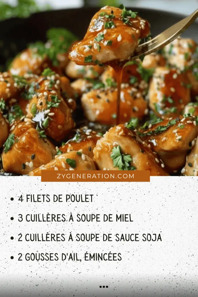 Une recette simple et délicieuse de poulet au miel avec gingembre et ail