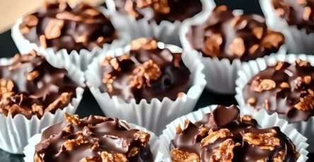 Roses des sables croustillantes au chocolat dans des caissettes en papier