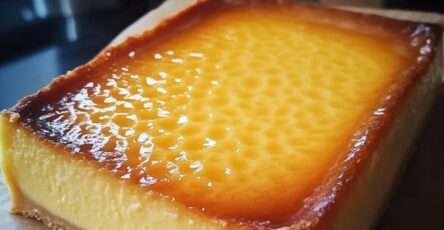 Flan pâtissier maison doré et crémeux avec une croûte légèrement caramélisée