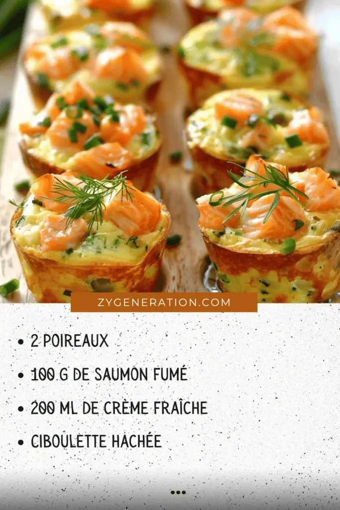 Mini Quiches aux Poireaux et Saumon Fumé