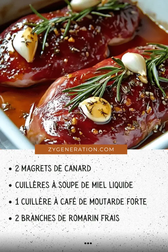 Magret de canard rôti tranché, accompagné de pommes de terre rôties et d’une compotée de pommes, présenté sur un plat élégant.