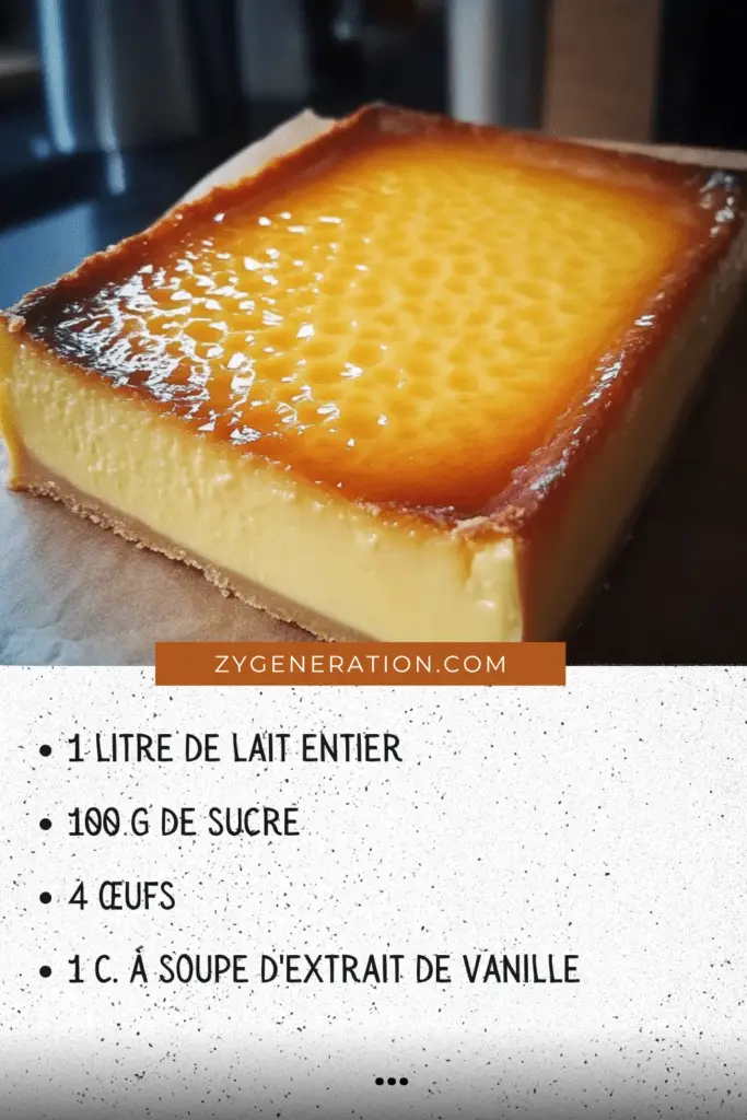  Flan pâtissier maison doré et crémeux avec une croûte légèrement caramélisée