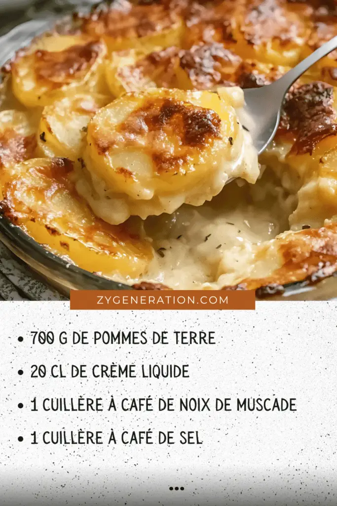 Gratin dauphinois doré et crémeux dans un plat à gratin, prêt à être servi