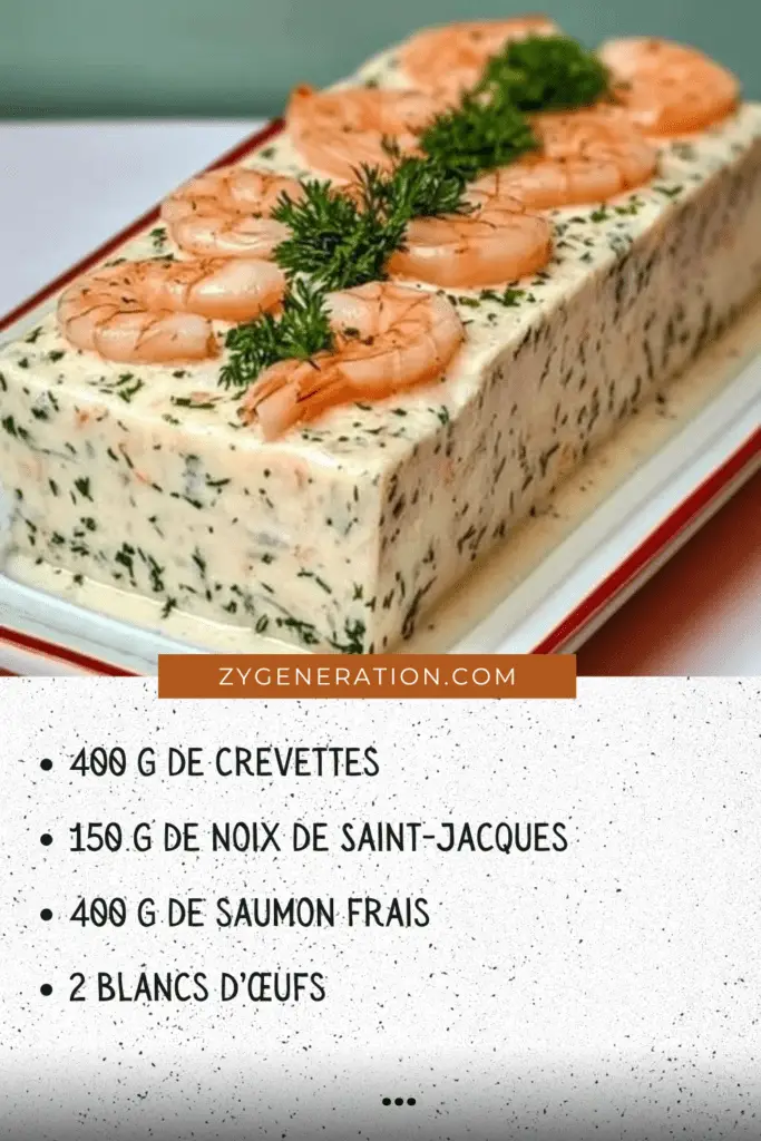 Terrine de Saint-Jacques, saumon et crevettes