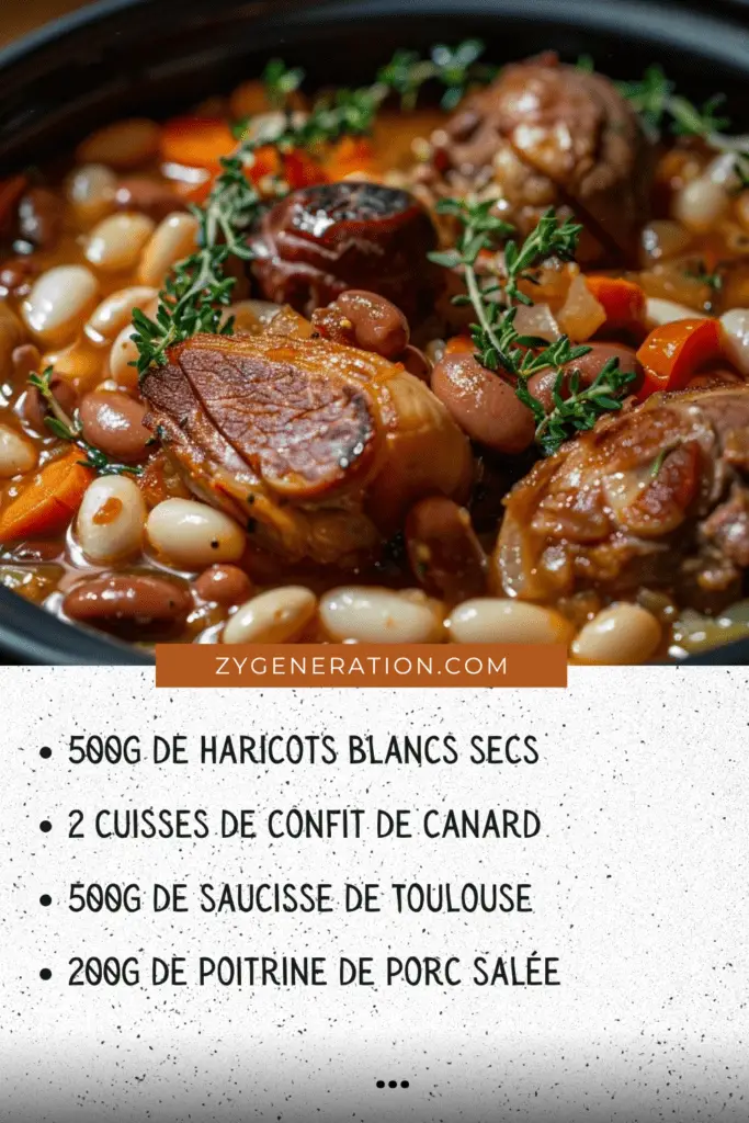 Cassoulet de Castelnaudary servi dans une cocotte en terre cuite