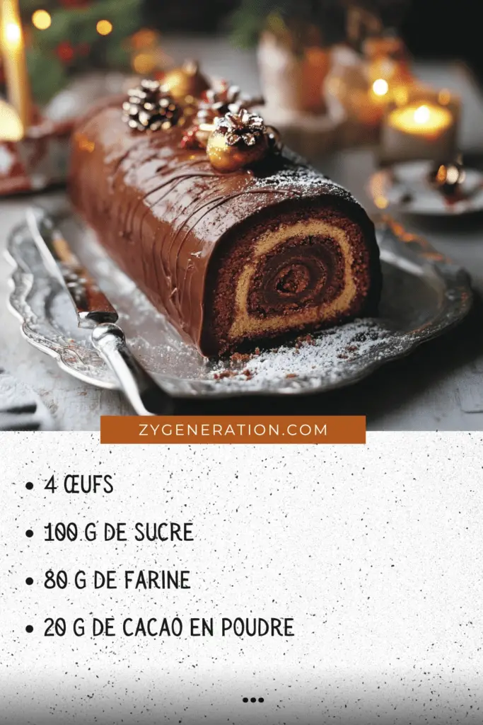 Recette de la bûche de Noël au chocolat prête à être dégustée

