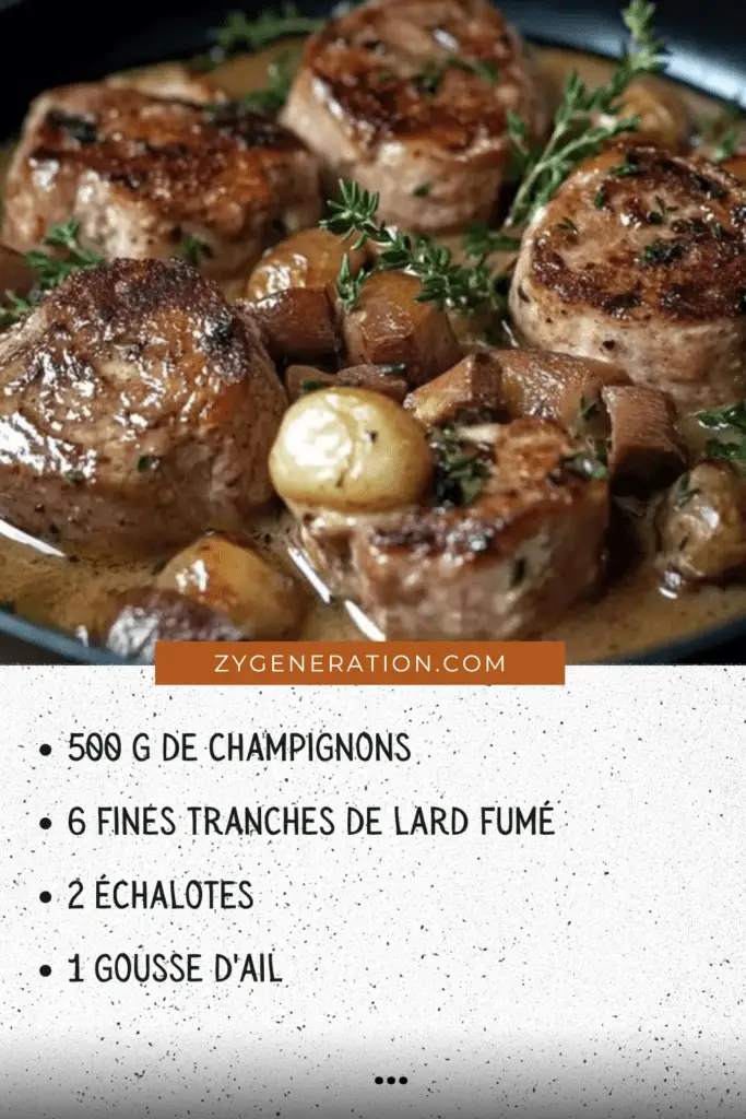 Paupiettes de veau à la forestière accompagnées de champignons et d’herbes fraîches