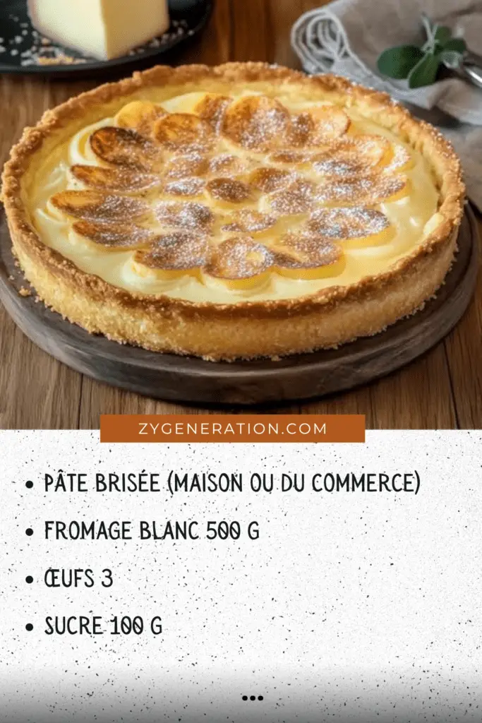 Tarte alsacienne au fromage blanc dorée et prête à être dégustée