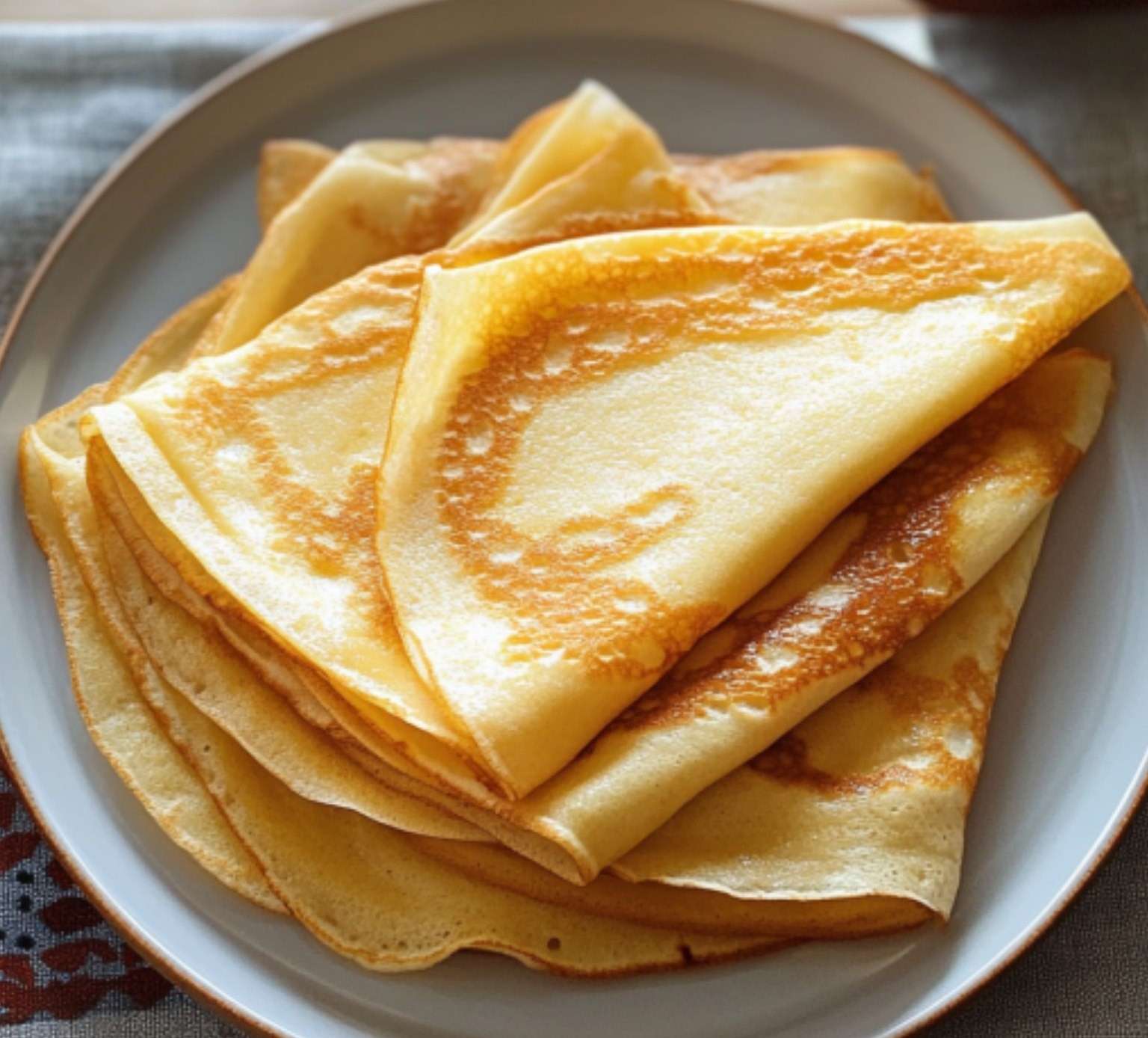 Crêpes maison dorées et garnies de fruits frais et de chocolat fondu.