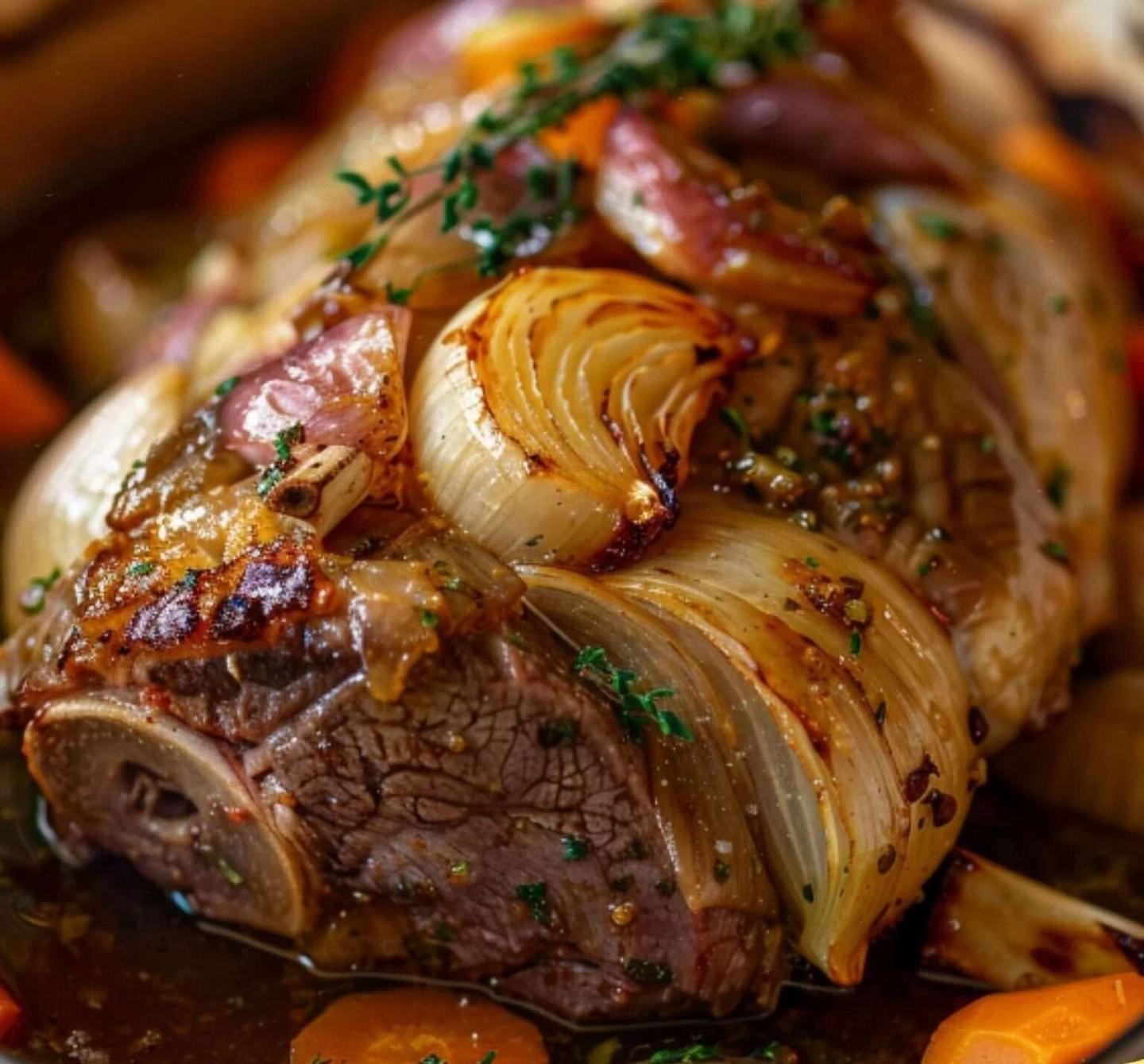 Gigot d’agneau de sept heures servi avec des légumes et une purée