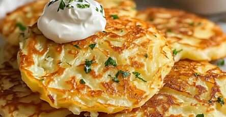 Galettes de pommes de terre dorées et croustillantes servies avec du persil frais