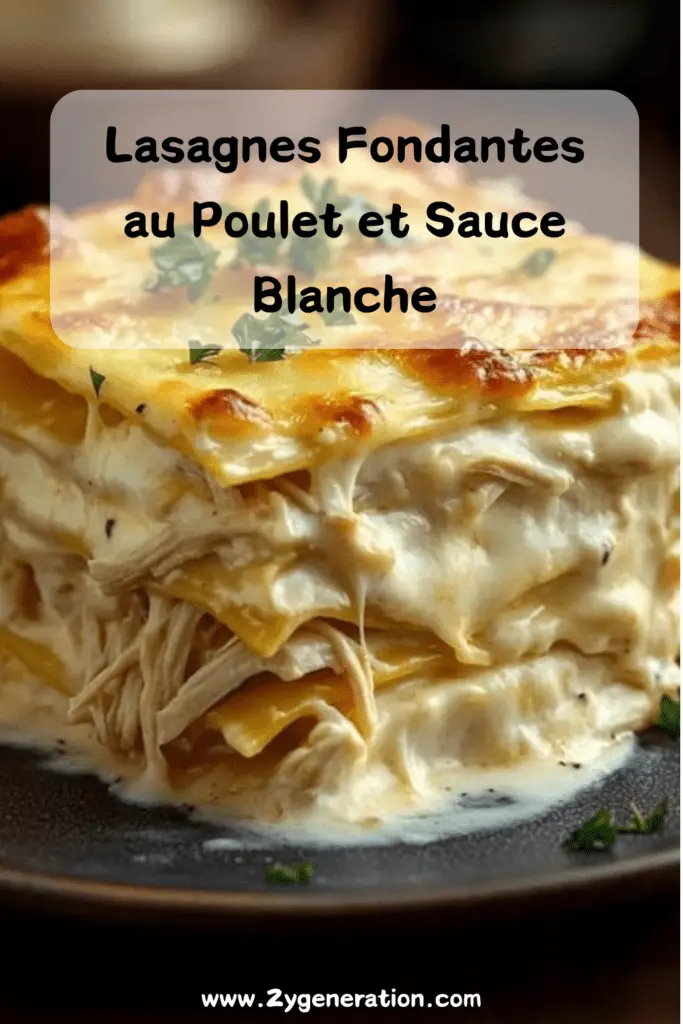  Plat de lasagnes dorées au poulet et sauce blanche