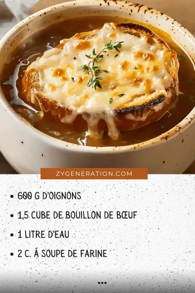 Soupe à l'oignon gratinée à l'ancienne avec fromage doré et pain croquant