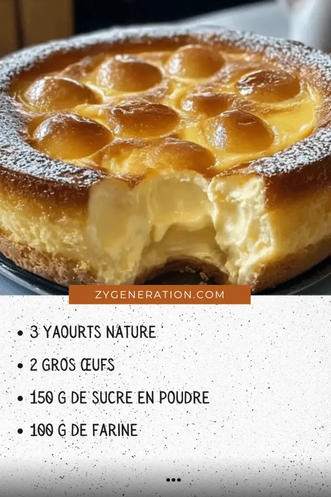 Gâteau crémeux aux 3 yaourts avec une texture dorée et moelleuse