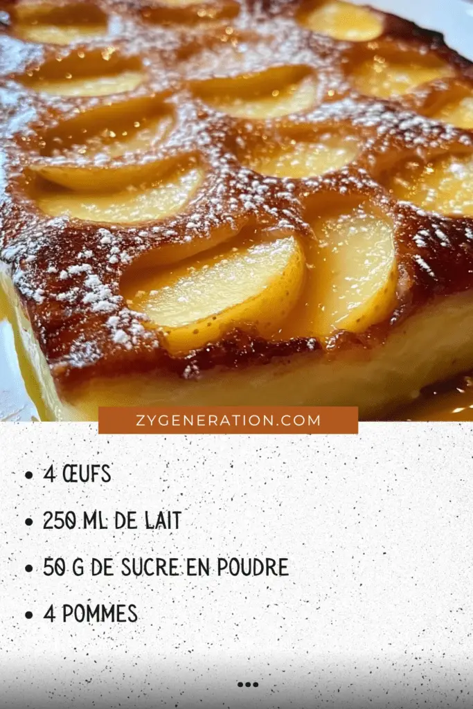 Flan alsacien aux pommes doré dans un moule avec pommes caramélisées