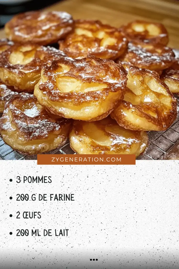 Beignets bretons aux pommes caramélisées saupoudrés de sucre en poudre