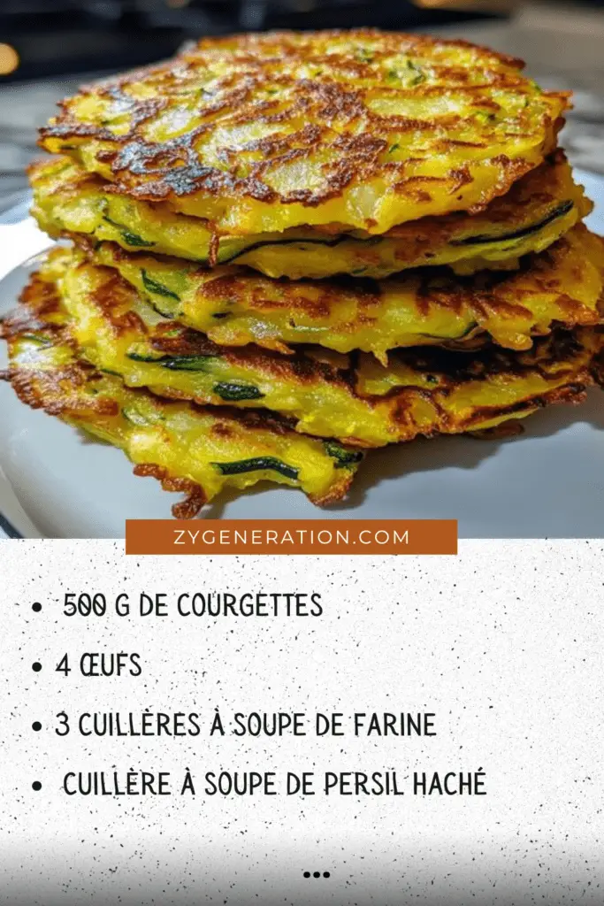 Röstis de courgettes dorés et croustillants sur une assiette avec du persil frais