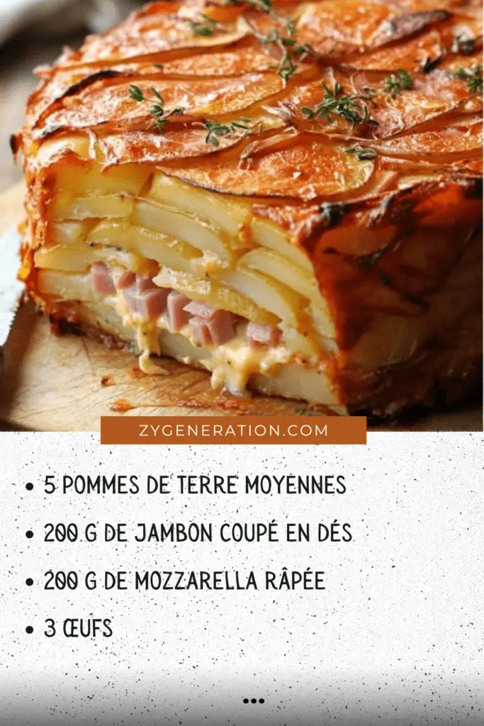 Gâteau de pommes de terre au jambon et mozzarella doré avec persil frais sur le dessus