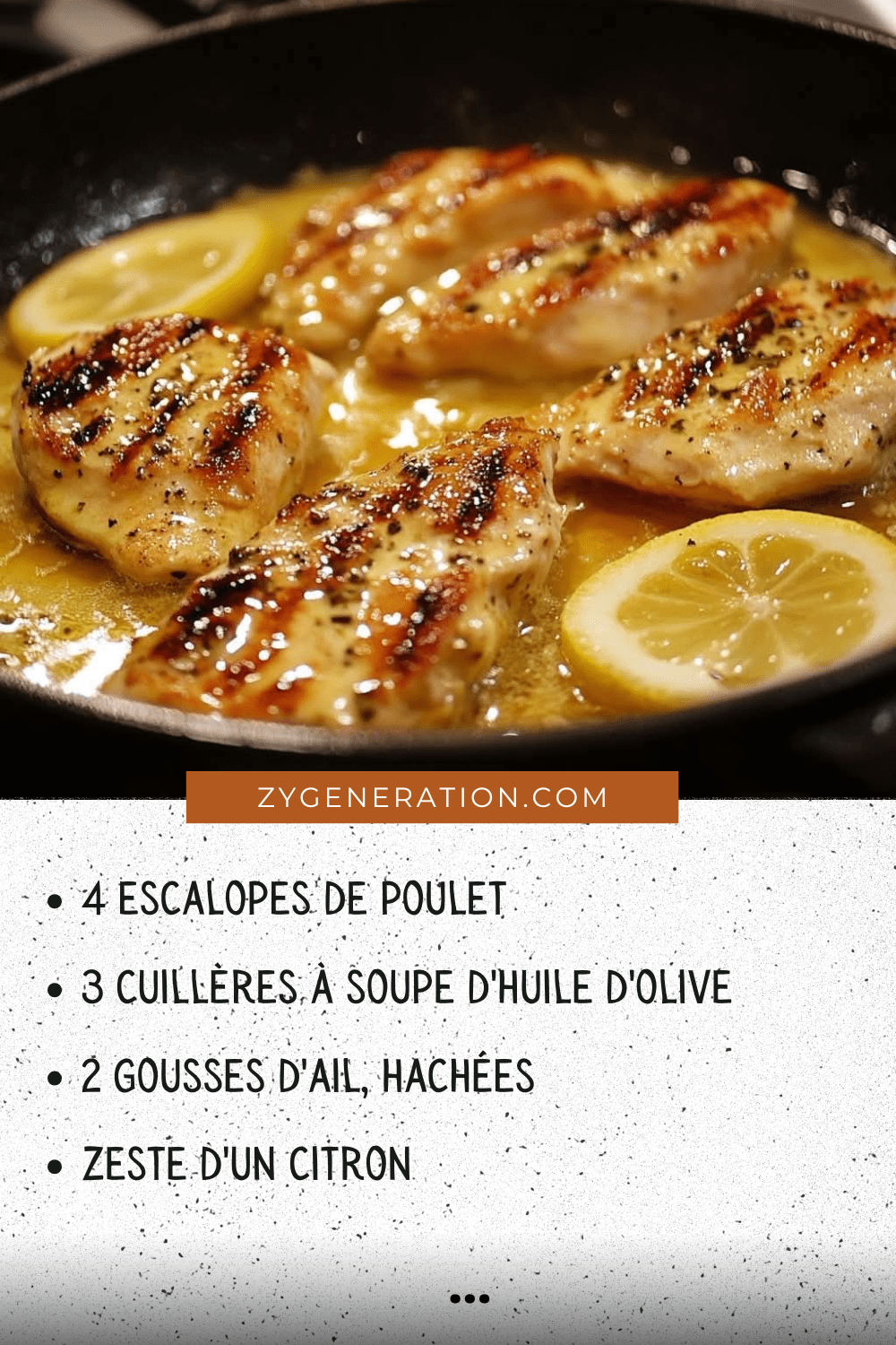 Escalopes de Poulet Grillées à la Sauce au Citron