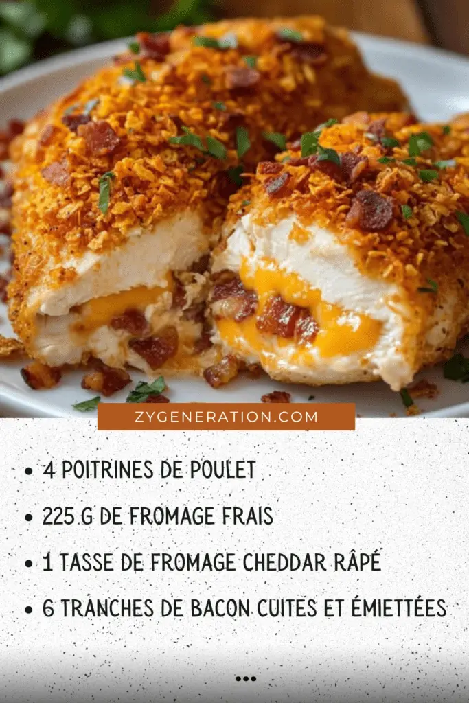 Poulet farci au fromage frais et bacon avec une croûte croustillante de Doritos