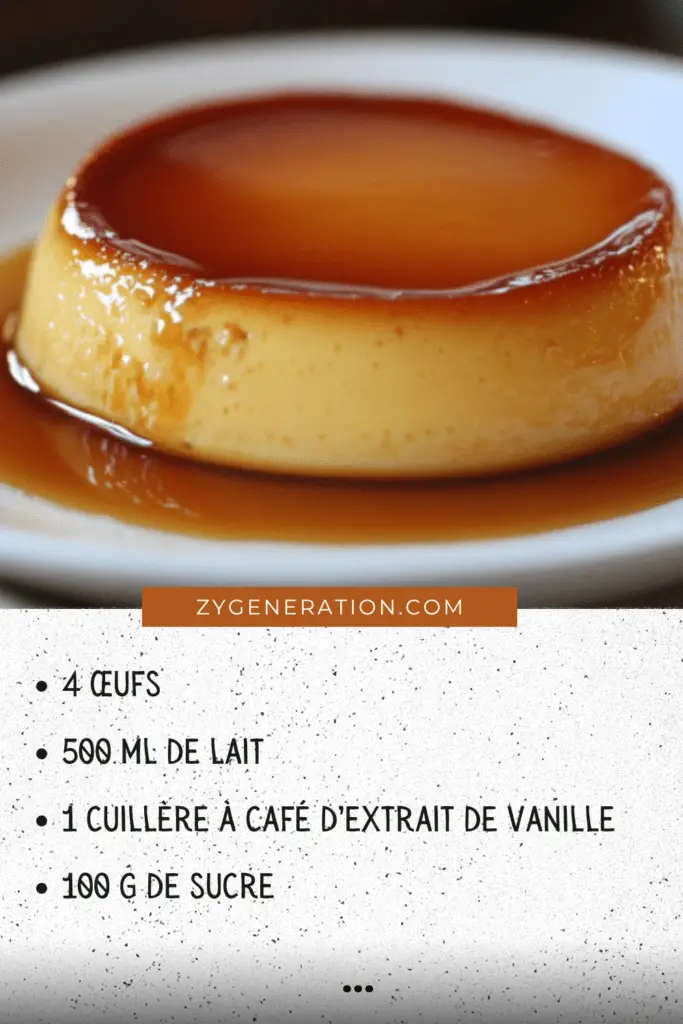 Flan au caramel doré, servi sur une assiette blanche, avec une texture lisse et un nappage brillant.