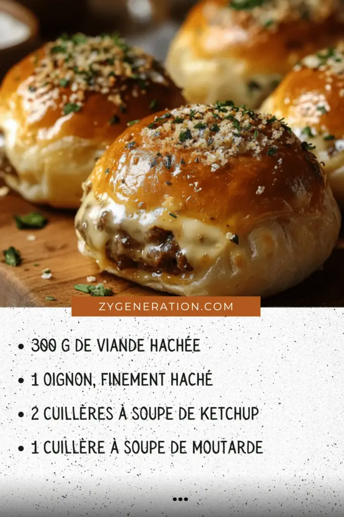 Bombes dorées au cheeseburger à l'ail et au parmesan servies sur une assiette avec des sauces