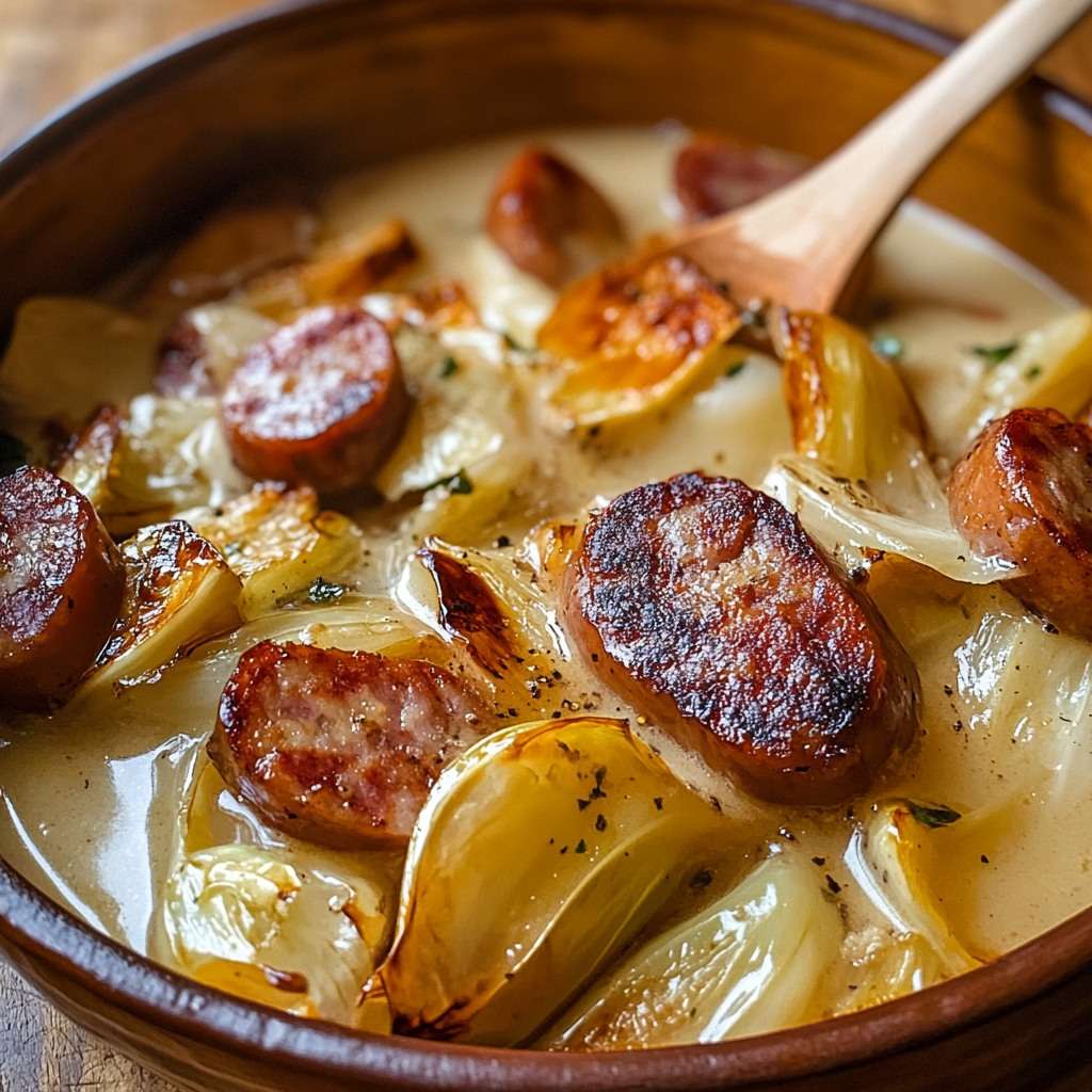 Fondue d’Endives Gourmande aux Saucisses Fumées et Miel - Un plat réconfortant et délicieux.