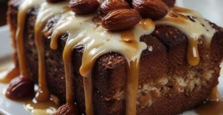 Coussins aux amandes et à la ricotta, moelleux et dorés, nappés de miel et saupoudrés d’amandes effilées.