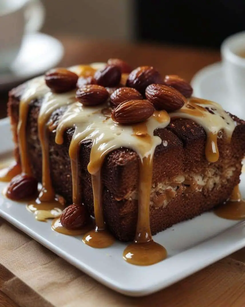 Coussins aux amandes et à la ricotta, moelleux et dorés, nappés de miel et saupoudrés d’amandes effilées.